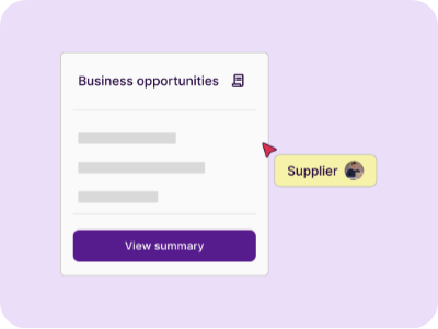 Illustration of a supplier discovering a business opportunity and opening its AI-generated summary